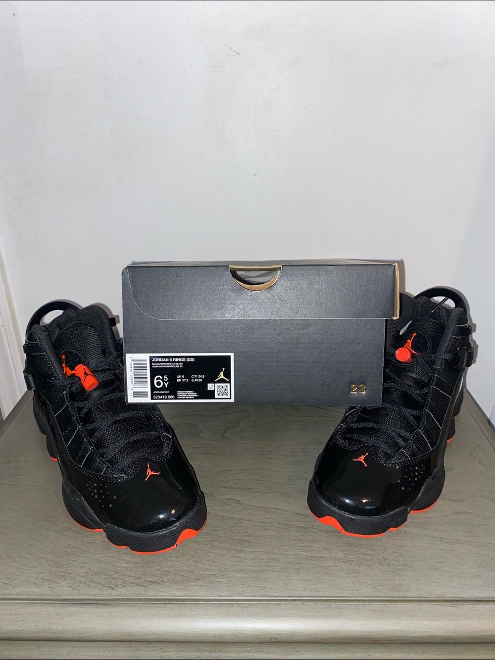 Brand new, never worn, authentic-Jordan Black and Red High-Top Basketball Shoes